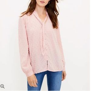 LOFT Clip Bow Blouse Size L